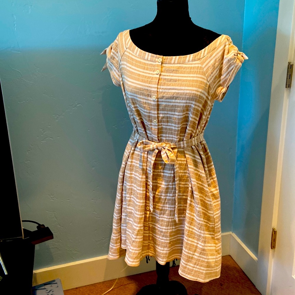 Anthropologie Corey Lynn Calter off shoulder linen blend dress- NEW med petite